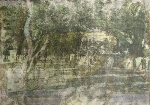 豫遊--上岸(2) , 吳方洲 , 66 x 49 cm , 中國手工絲皮紙、混合技法 , 2019
