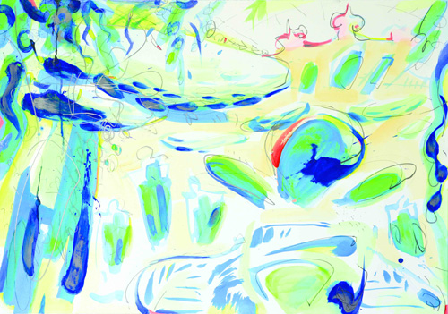 蔡國傑    水天宮    70 × 100 cm    水性顏料、壓克力、紙本   2013