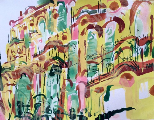 瘋堂斜巷房屋，蔡國傑，19 x 25.5 cm，紙本、水性顏料，2016