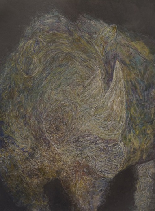 Rhinoceros, 楊文軒, 145.5 x 112 cm, 礦物顏料、紙本, 2017