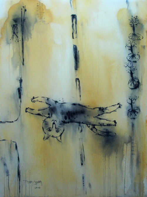 小猫 唐重 122 x 91.5 cm  混合媒材  2010