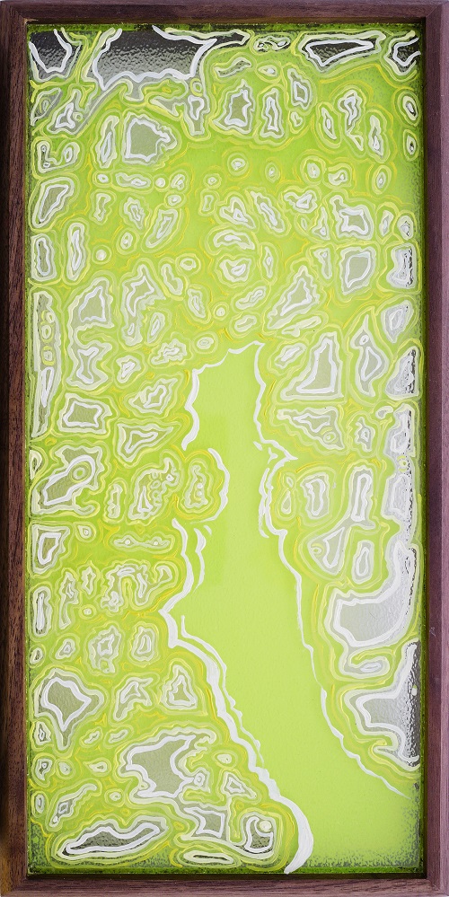 水木相映 2，李植安，32 X 16 cm，木、油畫、玻璃，2021