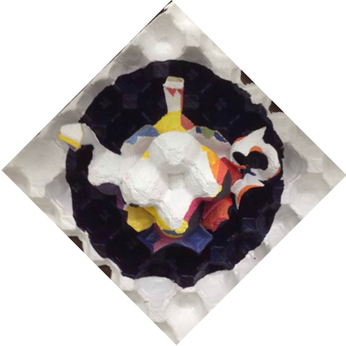 茶壺一，王瑞麟，30 x 30 cm，壓克力，蛋盒，2016