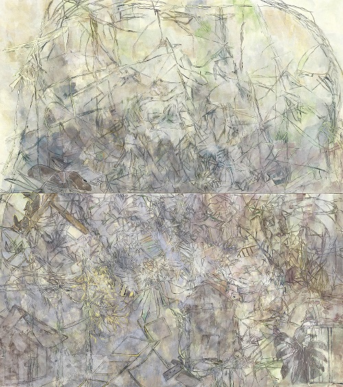 玩物．人造療癒 III，楊文軒，187 X 167 cm ，礦物顏料、紙本，2020