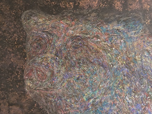 Bear，楊文軒，112 x 145.5 cm，銅箔、礦物顏料、紙本，2018