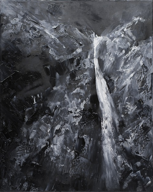 瀑布, 布本油彩, 50 x 40 cm, 2020