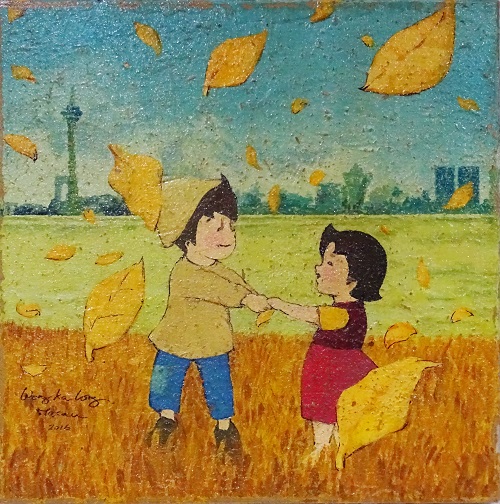 海蒂─秋之葉，黃家龍，30 x 30 cm，布本壓克力，2016