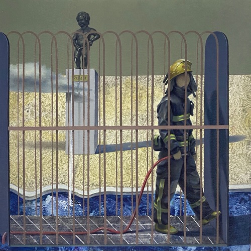 緊急水源，薛家傑，100 x 100 cm，布面油畫，2018