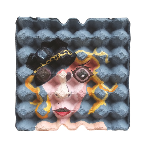 女神，王瑞麟，30 x 30 cm，壓克力，蛋盒，2016