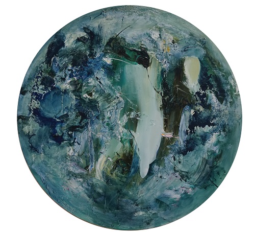 夜雨，蘇侃哲，布本油畫，D = 60 cm,2015
