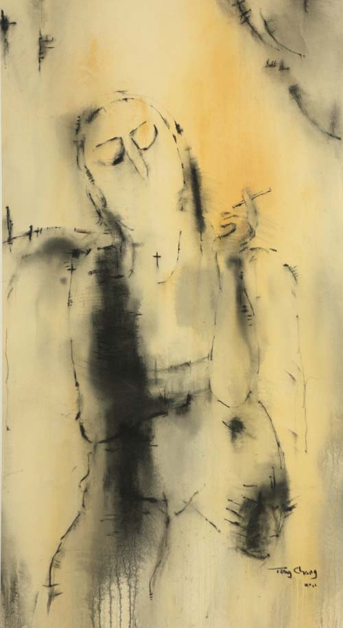 坐著的女人 唐重 145 x 79 cm 混合媒材 2011