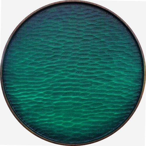 綠海，李植安，D = 28 cm，木、油畫，2021