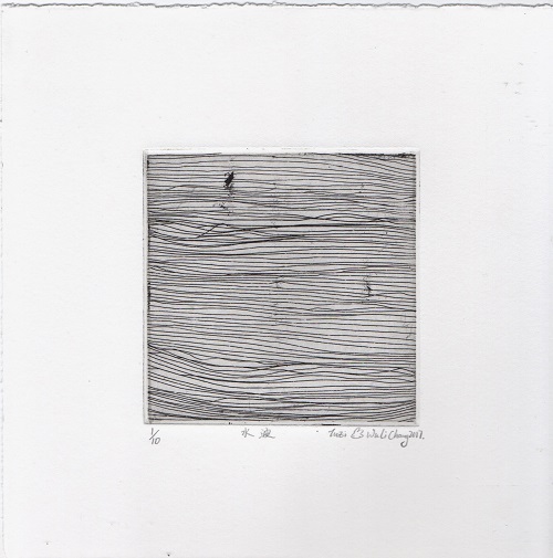 水波，吳麗嫦，10 x 10 cm，銅版蝕刻，版次：2/10，2017