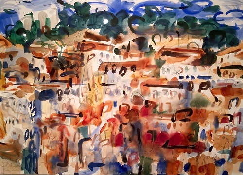 里斯本，蔡國傑，70 x 100 cm，紙本、水性顏料，2015